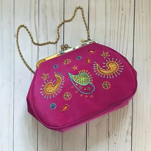 Diane Gilman Pink Embroidered Crossbody Bag